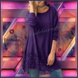 Lace Trimmed Purple T-shirt Hoodie